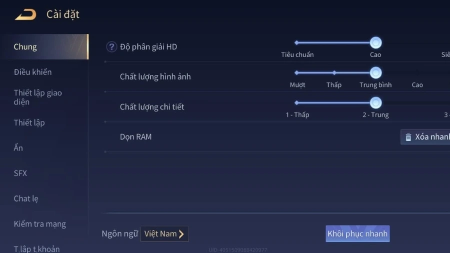 Hướng dẫn thiết lập đồ họa trong Liên Quân Mobile