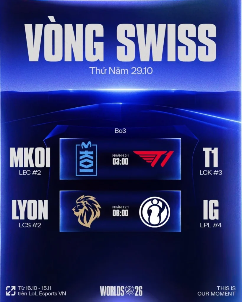 Lịch thi đấu ngày 29/10