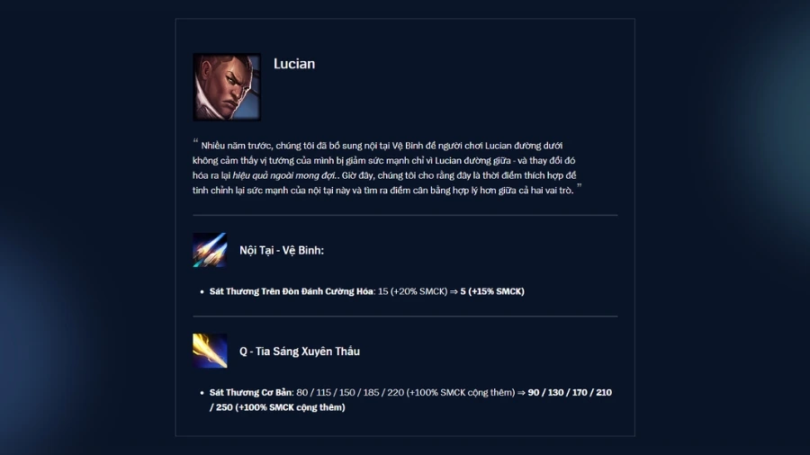Lucian được điều chỉnh lại